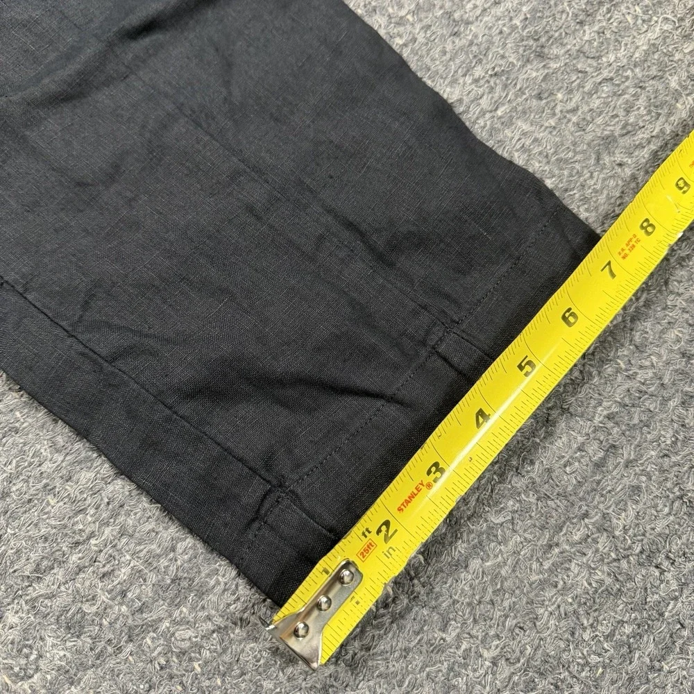 Quince Pants Women Small 100% European Linen Tapered Ankle Black Elastic Waist